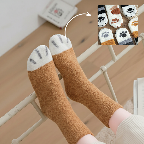 Plush Cat Paw Socks