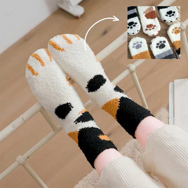 Plush Cat Paw Socks