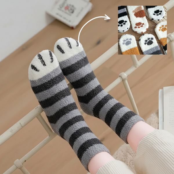 Plush Cat Paw Socks
