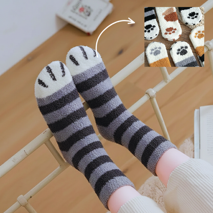 Plush Cat Paw Socks